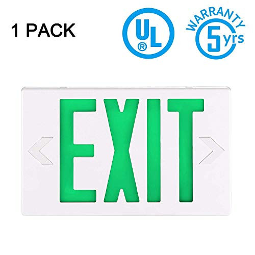 SPECTSUN Led Exit Sign with Battery Backup  Green Exit Light Combo and Double Sided Exit Sign - 1 Pack  Exit Combo Light Illuminating Exit Sign Led Exit Alarm Fire Exit Sign Light Lighted Exit Sign