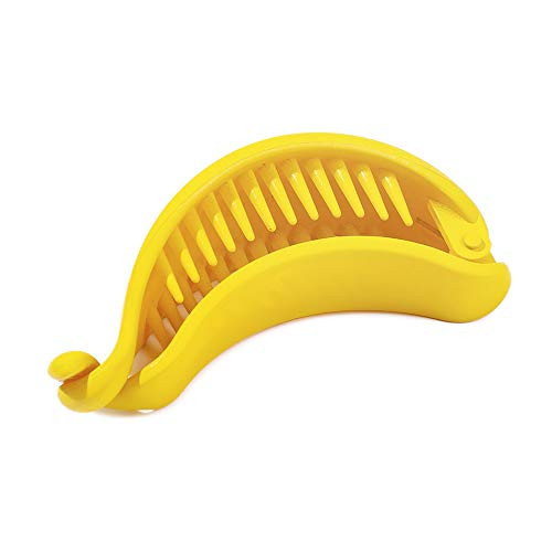 Casual Cute Women Girls Candy Color Sweet Hairpins Ponytail Holder Hair Clips Banana Shape Hair Claws-yellow-