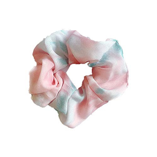 BHJD Soft Tie Dye Scrunchies Ponytail Hair Rope Ties Elastic Hair Bands Ponytail Holder Women Tie Dye Scrunchies Cloth Hair Ropes Rubber Bands-Pink-