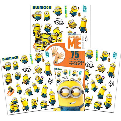 Despicable Me Minions Tattoos Party Favors Pack Bundle ~ 75 Ct Minions Temporary Tattoos for Kids -Minions Party Supplies-