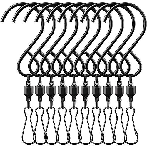 Baitu Swivel Clip Hanging Hooks Stainless Steel Flower Pot Hook Swivel Hooks with Clips for Hanging Wind Spinners Wind Chimes Crystal Twisters-Black-