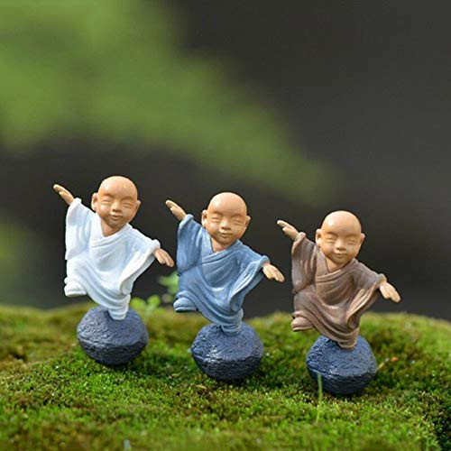 1pcs Cute Little Monks Figurine Statue Kung Fu Doll Toy Micro Landscape Mini Fairy Garden Resin Craft Buddha Decor Gift