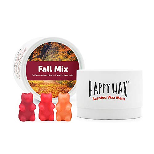 Happy Wax Fall Mix Scented Soy Wax Melts - Wax Melts Infused with Essential Oils - Variety Pack Includes Our Fall Woods  Pumpkin Spice Latte  and Autumn Breeze Scented Wax Melts -3.6 Oz. Classic Tin-