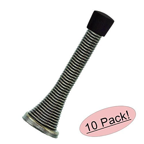 10 Pack - Designers Impressions Antique Brass Spring Door Stop w Rubber Bumper   0723
