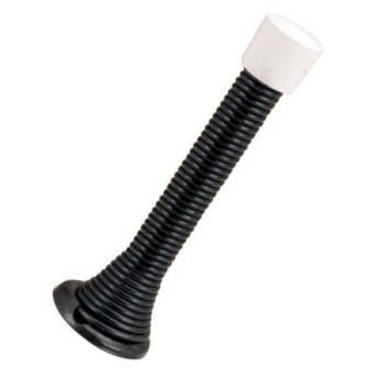 Designers Impressions Matte Black Spring Door Stop w Rubber Bumper   0116