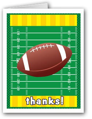 Football Thank You Note Card- 10 Boxed Football Note Cards Cards  and  Envelopes