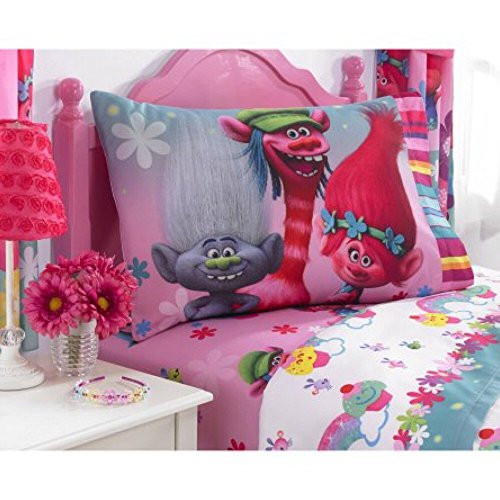 DreamWorks Trolls Microfiber Sheet Set with Pillow Case - Twin