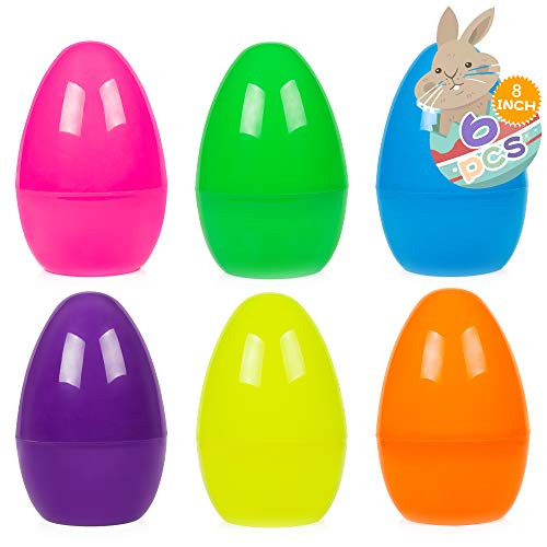 HOOJO 6 Pack 8 Inches Plastic Easter Eggs fillable with 6 Colors for Easter Egg Hunt Basket Stuffers Fillers Classroom Prize Supplies Filling Treats and Party Favor HOOJO 6 Pack 8 Inches Plastic Easter Eggs fillable with 6 Colors for Easter Egg Hunt Basket Stuffers Fillers Classroom Prize Supplies Filling Treats and Party Favor
