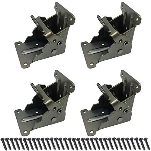 Foldable Support Bracket Self- Locking Folding Hinge Lock Extension Support Bracket with Screw for Table  Bed Legs  Workbench  Pack of 4