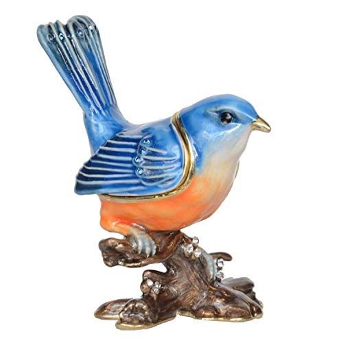 Minihouse Blue Bird Trinket Box Hinged Hand-Painted Enameled Figurine Collectible Jewelry Box Ring Holder Unique Gift for Home Decor Minihouse Blue Bird Trinket Box Hinged Hand-Painted Enameled Figurine Collectible Jewelry Box Ring Holder Unique Gift for Home Decor