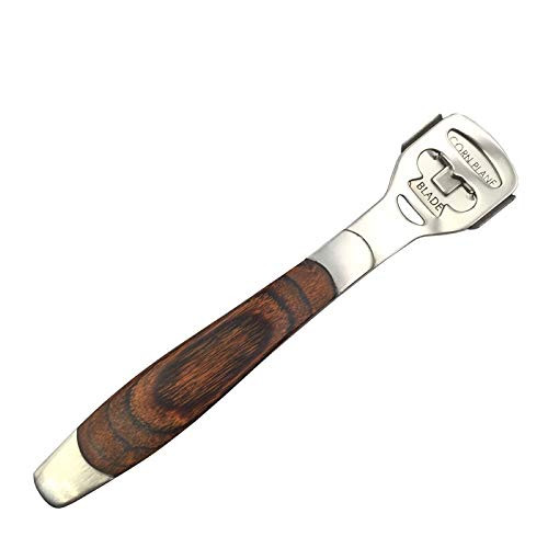 Foot Files Stainless Steel Callus Shaver Pedicure Dead Hard Skin Remover Foot Callus Remover Callus Shaver Sets Include 10 Replacement Slices with Wood Handle for Feet Care Pedicure