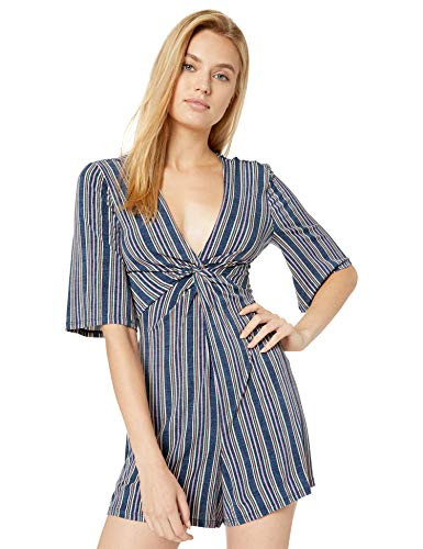 BCBGeneration Women s Short SLV Twist Front Knit Romper  Multi  S