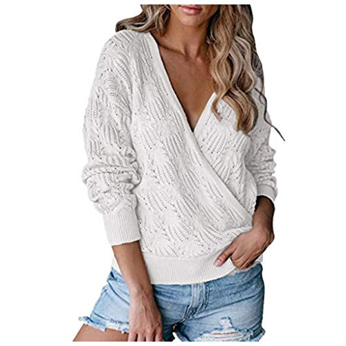 AODONG Pullover Sweater for Women Turtleneck Pullover Oversized Long Sleeve Tops Drop Shoulder Ribbed Sweaters Lightweight Solid Jumper White