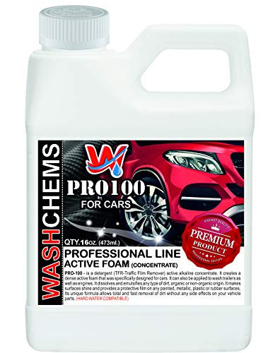 WASH CHEMS Car Wash Soap PRO 100 Concentrate -Touchless Detergent - No Brushing Necessary- -16Oz-