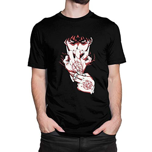 New Dads Fullmetal Alchemist Roy Mustang T-Shirts Wicking Cotton Tee Tops Round Neck Short-Sleeve Shirt 80s and 90s Custom Tees Shirts Tops Medium Black