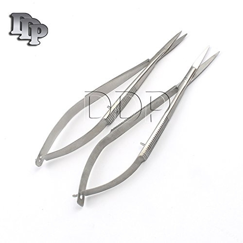 DDP 2 PCS Micro Straight Curved Scissors Sharp Sharp 4.5 inch CASTROVIEJO Instruments