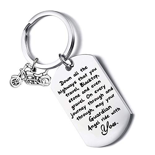 Biker Keychain Motorcycle Gift Ride Safe Keychain May Your Guardian Angel Ride with You New Driver Gift for Biker -silver- Biker Keychain Motorcycle Gift Ride Safe Keychain May Your Guardian Angel Ride with You New Driver Gift for Biker -silver-