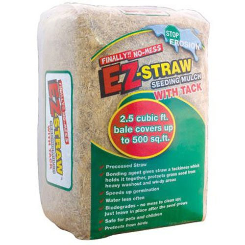 EZ-Straw Seeding Mulch with Tack - Biodegradable Organic Processed Straw 2.5 CU FT Bale -covers up to 500 sq. ft.- EZ-Straw Seeding Mulch with Tack - Biodegradable Organic Processed Straw 2.5 CU FT Bale -covers up to 500 sq. ft.-