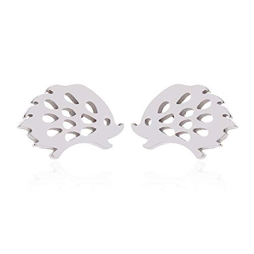 Stainless Steel Hollow Hedgehog Earrings Hypoallergenic Jewelry Lovely Animal Stud Earrings for Women -Silver- Stainless Steel Hollow Hedgehog Earrings Hypoallergenic Jewelry Lovely Animal Stud Earrings for Women -Silver-