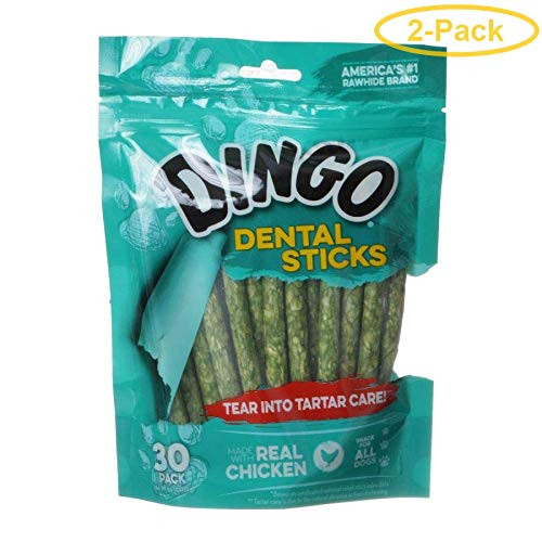 Dingo Dental Sticks for Tartar Control -No Chinese Sourced Ingredients- 30 Pack -6 inch Sticks- - Pack of 2