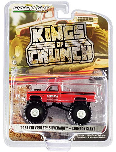 1987 Chevy Silverado Monster Truck Crimson Giant Red Kings of Crunch Series 8 1 64 Diecast Model Car by Greenlight 49080 F