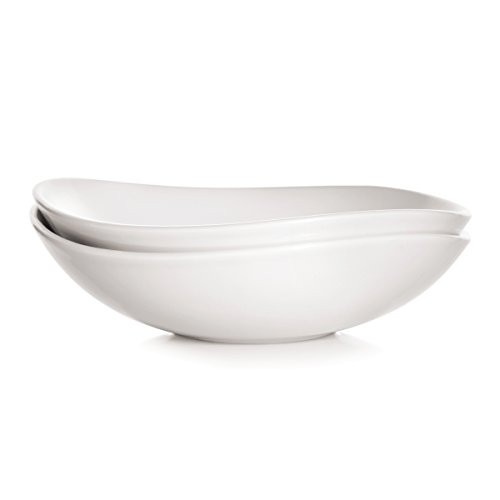 Savora Chamfer Porcelain Bowl, 8-Inch, Snow, Set of 2