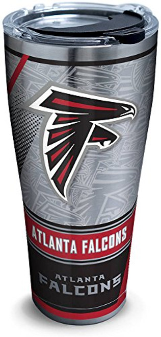Tervis 1266707 NFL Atlanta Falcons Edge Stainless Steel Tumbler with Clear and Black Hammer Lid 30oz, Silver