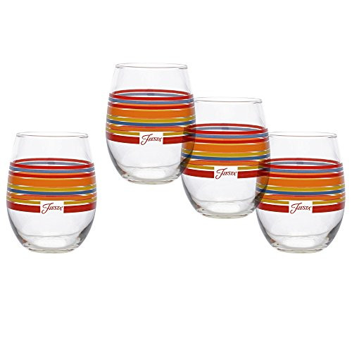 Fiesta Scarlet Stripe 15-Ounce Stemless Wine Glass (Set of 4)