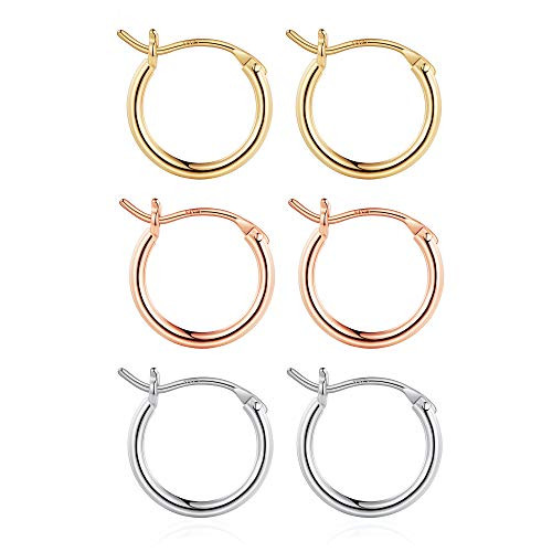 Small Gold Hoop Earrings for Women 14K Gold Plated 925 Sterling Silver Post Hypoallergenic Chunky Mini Hoops Earrings Pack Set Dainty Tiny Small Gold Hoop Earrings for Women Jewelry 13mm Small Gold Hoop Earrings for Women 14K Gold Plated 925 Sterling Silver Post Hypoallergenic Chunky Mini Hoops Earrings Pack Set Dainty Tiny Small Gold Hoop Earrings for Women Jewelry 13mm