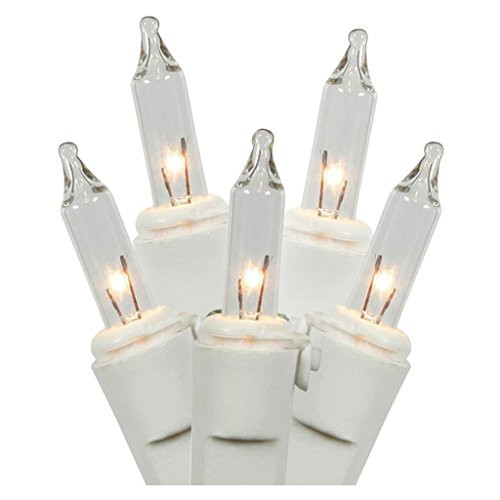 LiteSource 15027-150 Light 14  White Wire Clear Icicle Light Christmas Light String Set