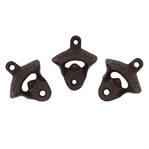 Ywoow Bottle Opener  Wall Mounted Bottle Opener Rustic Farmhouse Cast Lron with Screws  Wall-Mounted Bottle Opener Antique Farmhouse Cast Iron Screws