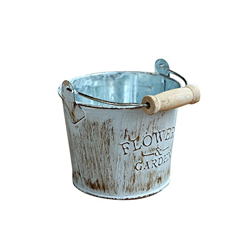 Watonic Iron Hanging Flower Pots Balcony Garden Plant Planter  Metal Bucket Flower Holders -A-