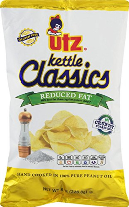 Utz Kettle Classics Reduced Fat Crunchy Potato Chips 8 oz. Bag -4 Bags-