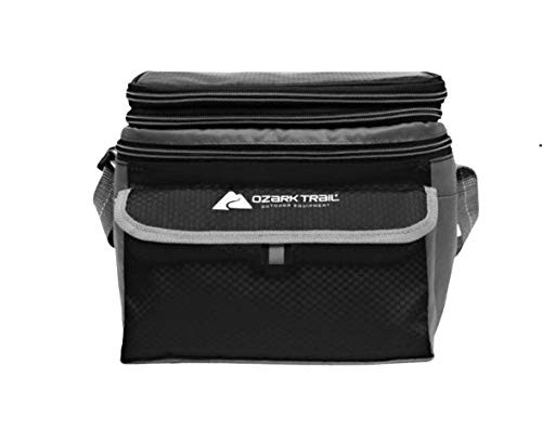 OZARK TRAIL 6 Can Cooler with Expandable Top- Grey Black