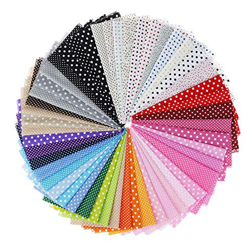 50pcs 10 x 10 inch 100 percent  Printed Cotton Quilting Fabric Bundle Squares Patchwork Precut Craft Fabric for DIY Sewing Scrapbooking Quilting Dot Pattern -Dot-