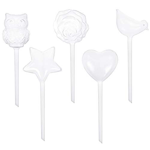 OBANGONG 5 Pack Plant Waterer Self Watering Stakes Automatic Watering Globes 5 Different Shape Designs Hand Blown Clear Plant Water Drippers Irrigation Devices for Indoor and Outdoor Plants OBANGONG 5 Pack Plant Waterer Self Watering Stakes Automatic Watering Globes 5 Different Shape Designs Hand Blown Clear Plant Water Drippers Irrigation Devices for Indoor and Outdoor Plants