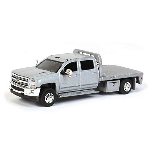 Greenlight 2015 Silverado 3500HD Dually Flatbed Truck Silver Ice Metallic Dually Drivers Series 5 1 64 Diecast Model Car 46050 A