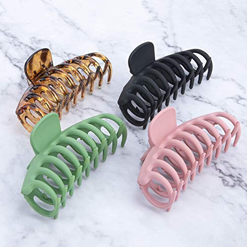 Big Hair Claw Clips for Women  4Matte Hair Clips Banana Non-Slip Large Hair Clips for Girls Thick Thin Hair  Strong Hold Catch Barrette Jaw Clamp French Design Accessories Hair Tortoise Barrettes Celluloid Big Fashion Hair Styling