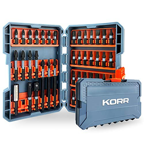 Norske Tools KORR KIBPP021 45 pcs Screwdriver Bit Set  Impact Torsion  Phillips Bits  Square Recess Bits  Torx Bits and Slot Bits