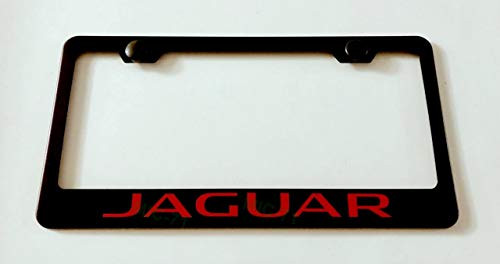 Metal Stainless Steel License Plate Frame Car Tag Holder for Jaguar Applicable to All tag License Frame Black Red -Fit  Jaguar-