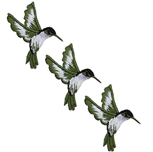 Spk Art Hummingbird Violet  Green  Bird Embroidery Applique Iron On Patch  Sew on Patches Badge DIY Craft