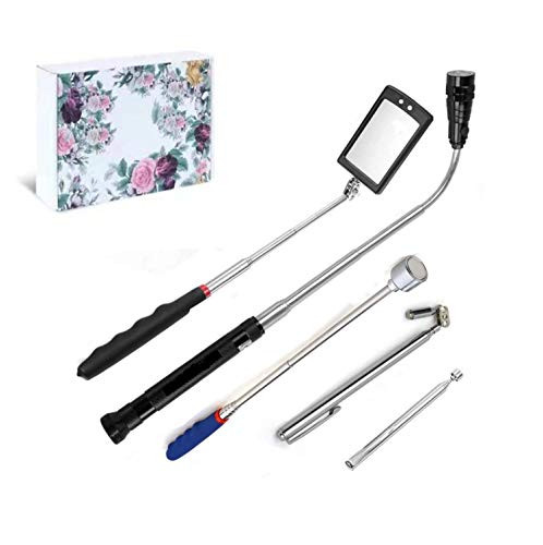 Telescoping Magnetic Pickup Tool 5PCS Extendable Magnet Stick with 1.5LB 3LB and 20LB Telescoping Mirror  Telescoping Flashlight