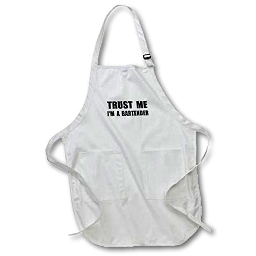 3dRose apr_195592_4 Trust Me Im a Bartender. Fun Bartending Humor. Funny Job Bar Work Gift Full Length Apron with Pockets, 22 by 30-Inch, Black