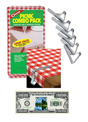 Coghlans   PCSCP Picnic Combo Pack Tablecloth with 6 Clamps and Bonus Bill