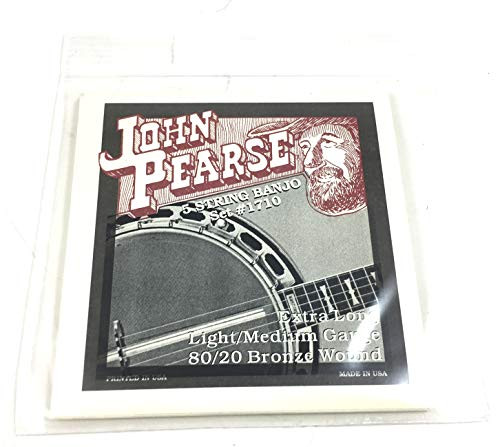 John Pearse Strings Strings 1710LM For 5-String Banjo - 80 20 Bronze Wound - Light Medium Gauge - X-Long