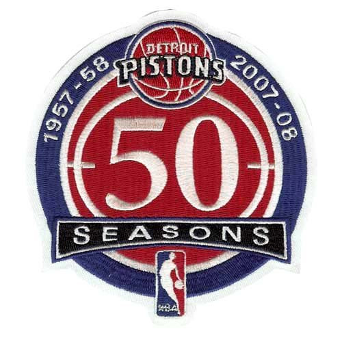 Detroit Pistons 50th Anniversary Logo Warm Up Jersey Patch -2007-08-