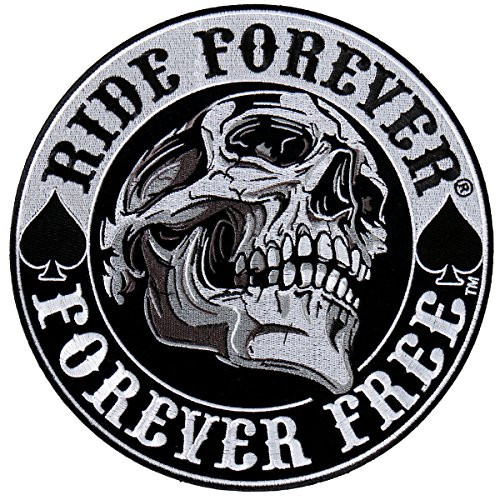 SPADE SKULL RIDE  High Thread EMBROIDERED Iron-On   Saw-On Rayon PATCH - 3.5 inch x 3.5 inch