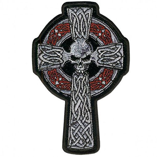 CELTIC CROSS  High Thread Embroidered Iron-On   Saw-On Rayon PATCH - 3 inch x 5 inch