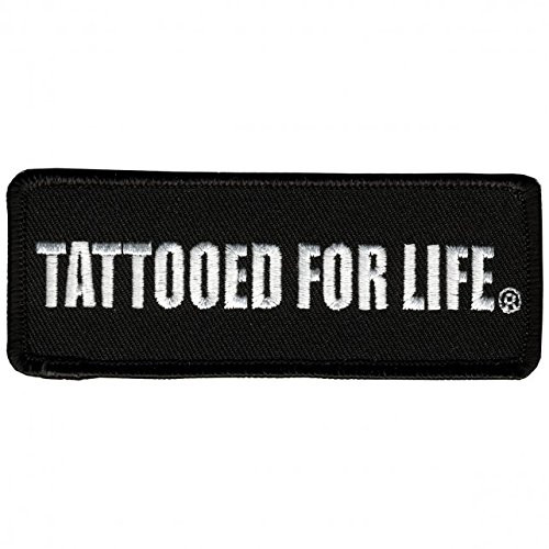 TATTOOED FOR LIFE  High Thread Embroidered Iron-On   Saw-On Rayon PATCH - 4 inch x 2 inch