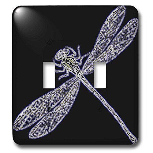 3dRose lsp_243817_2 2 Image of Neon Purple and White Dragonfly Close-up-Double Toggle Switch